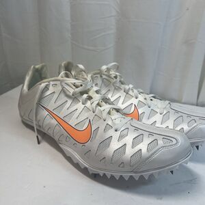 Nike Mens Shoe 13 White Orange Track Cleat Spikes Running Zoom Maxcat Bowerman